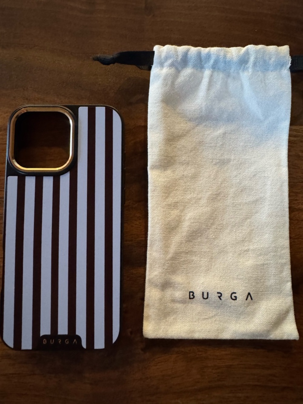 BURGA Brown & White Vertical Stripe Phone Case